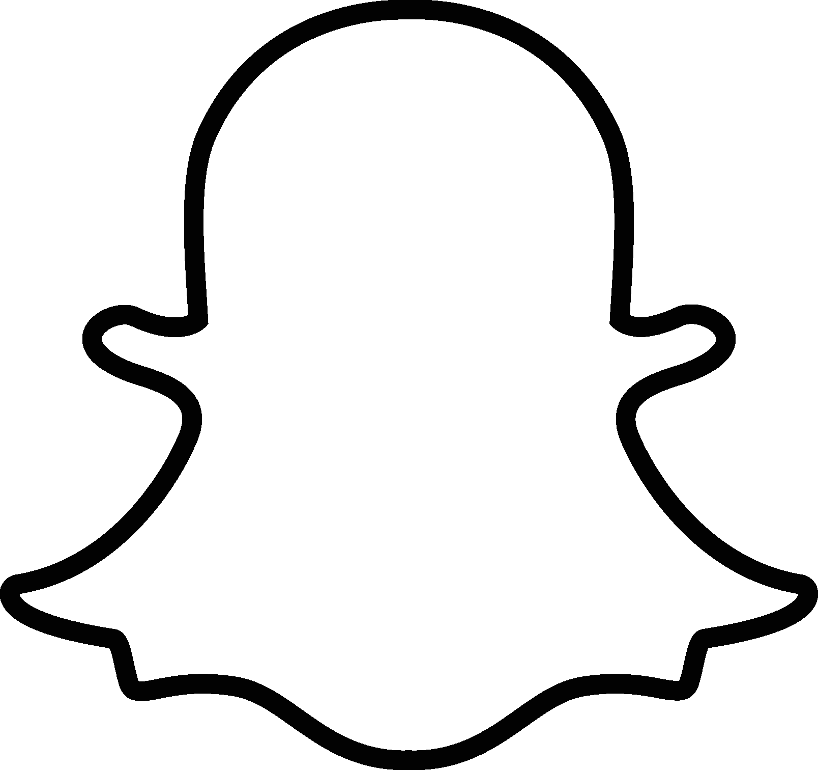White Snapchat Logo Outline PNG