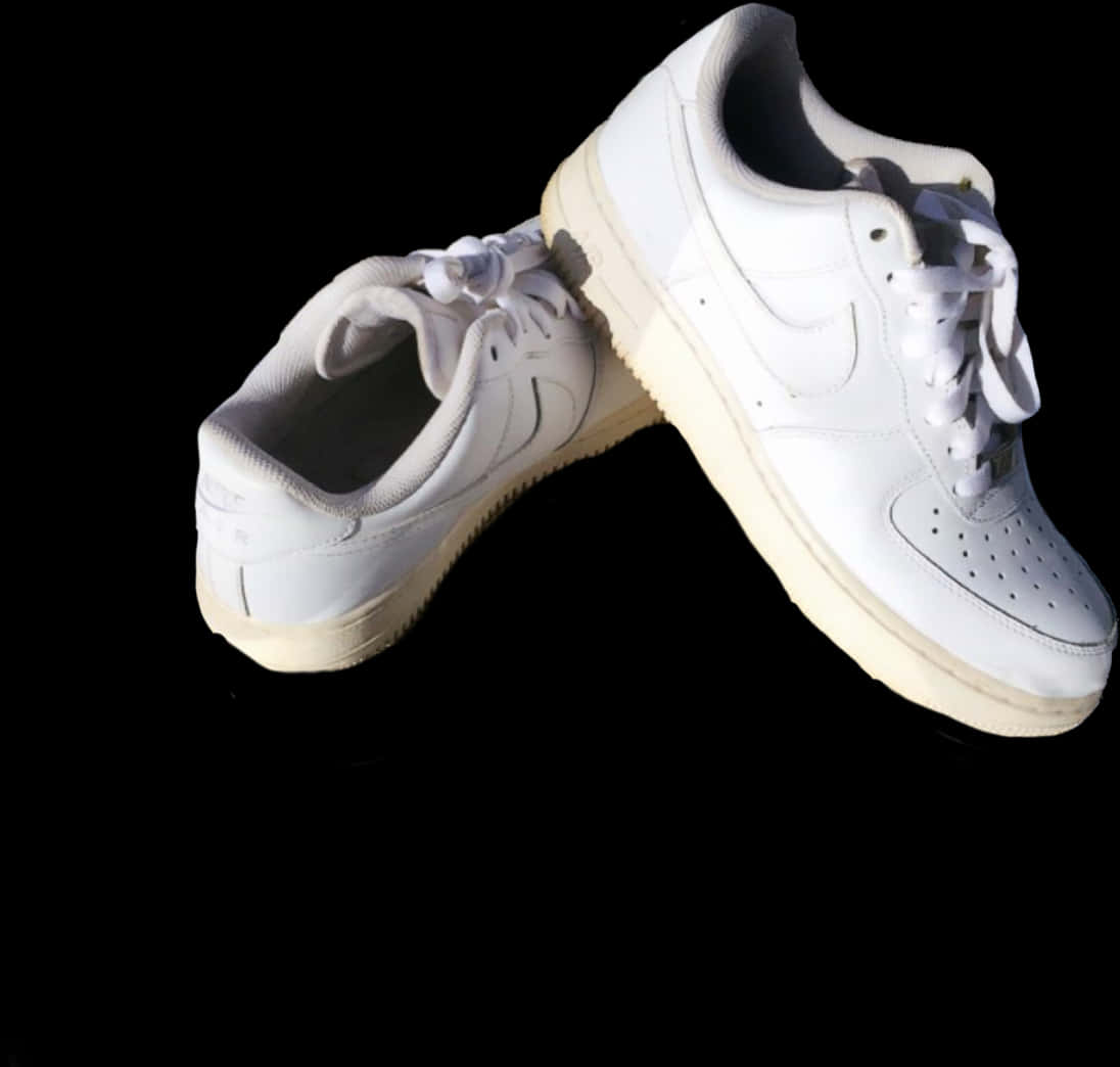 White Sneakers Black Background PNG