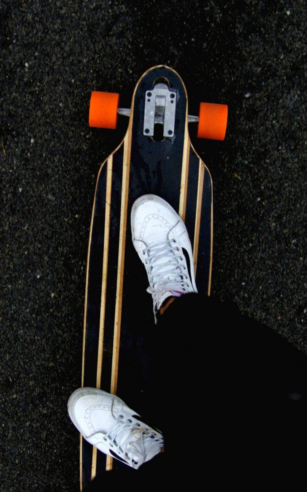 White Sneakers On Orange Skateboard Wheels Skater Aesthetic Wallpaper