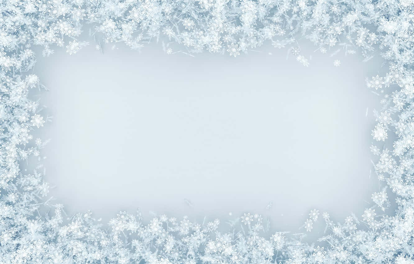 A Snowy Frame With A White Background