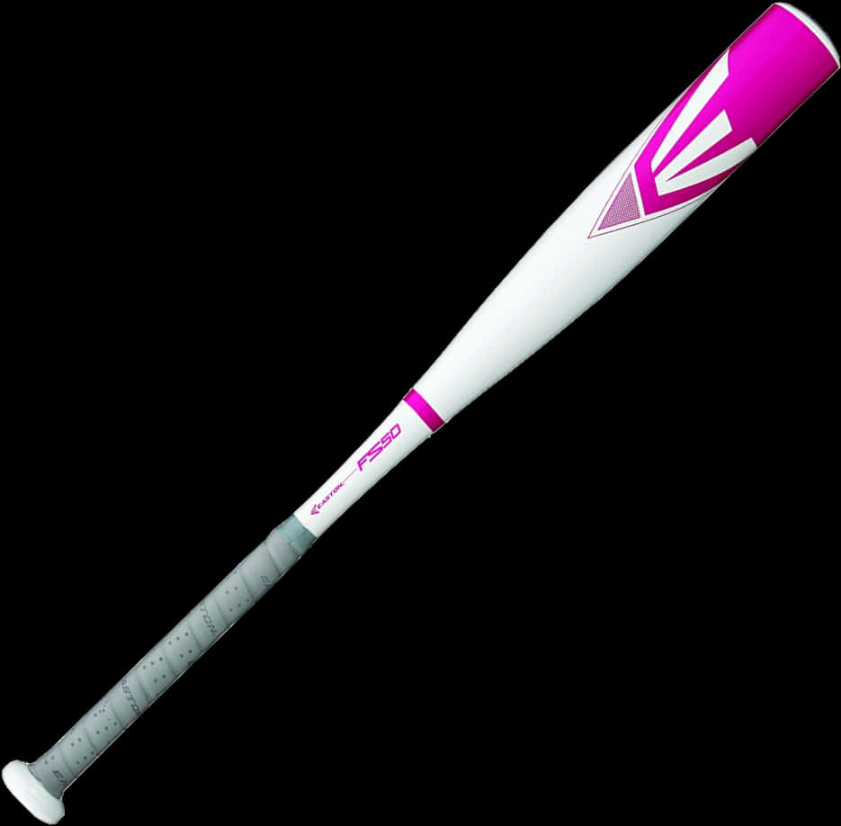 White Softball Batwith Pink Details PNG