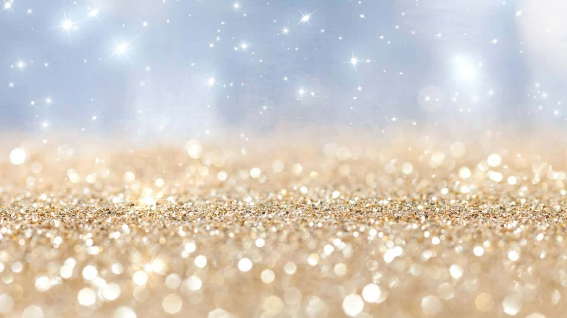 Golden Glitters White Sparkles Background