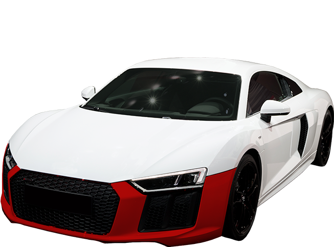 Download White Sports Car Front Bumper Promotion | Wallpapers.com