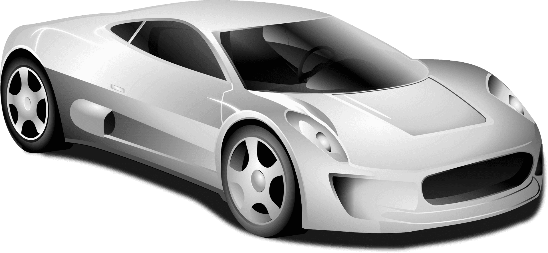 White Sports Car Illustration PNG