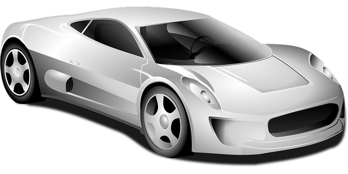 White Sports Car Illustration PNG