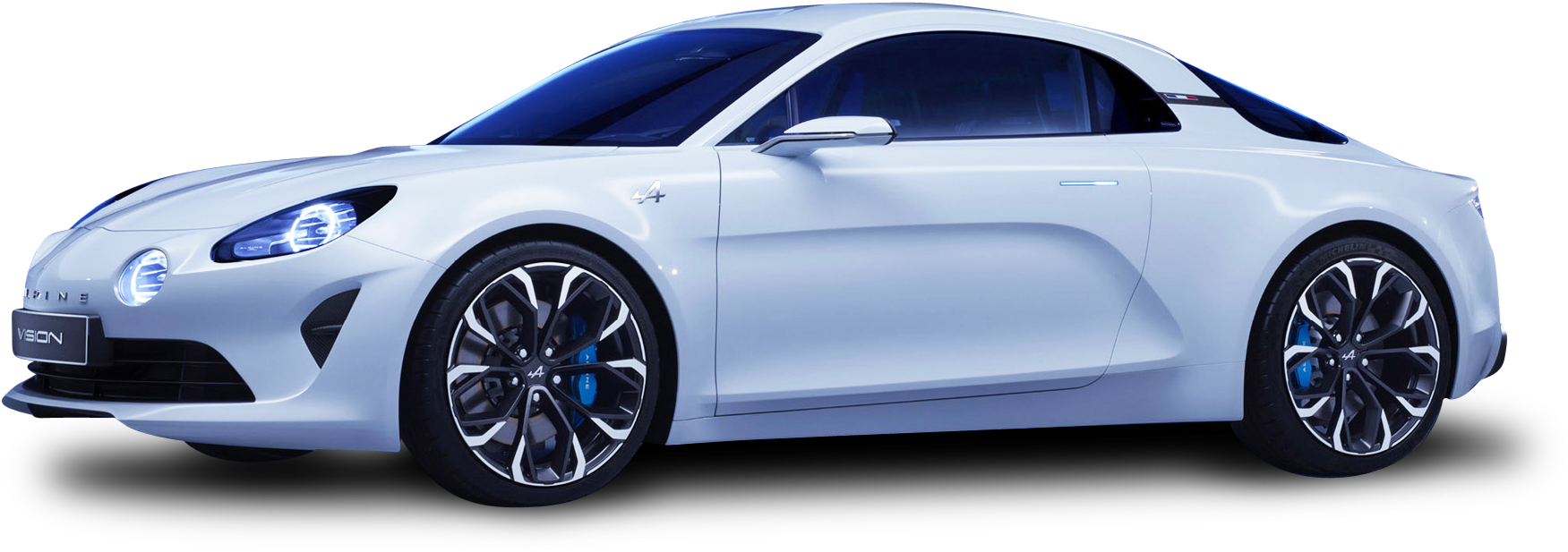 White Sports Car Side View PNG