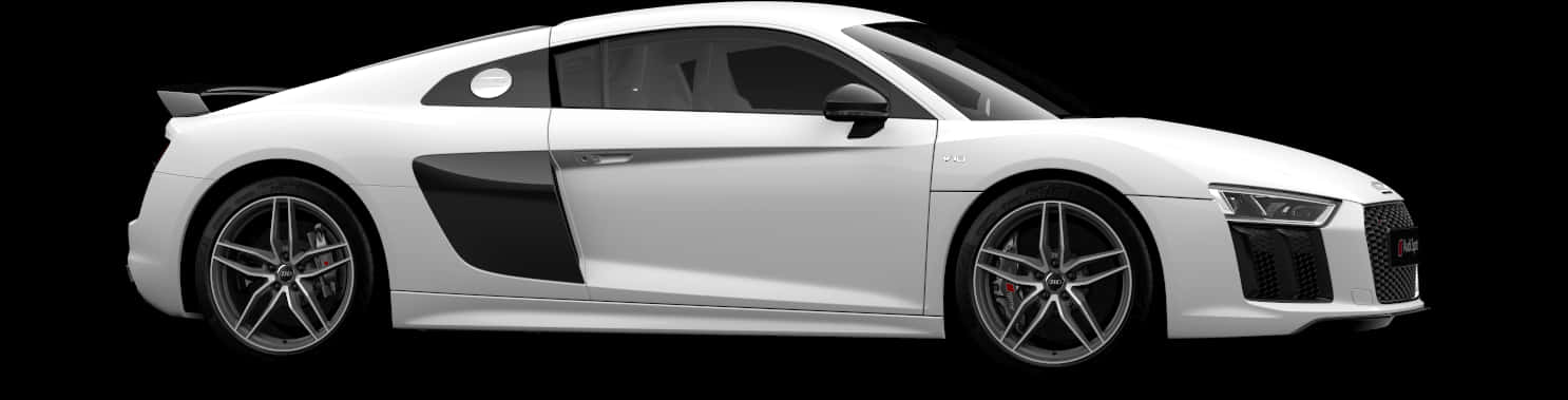 White Sports Car Side View PNG