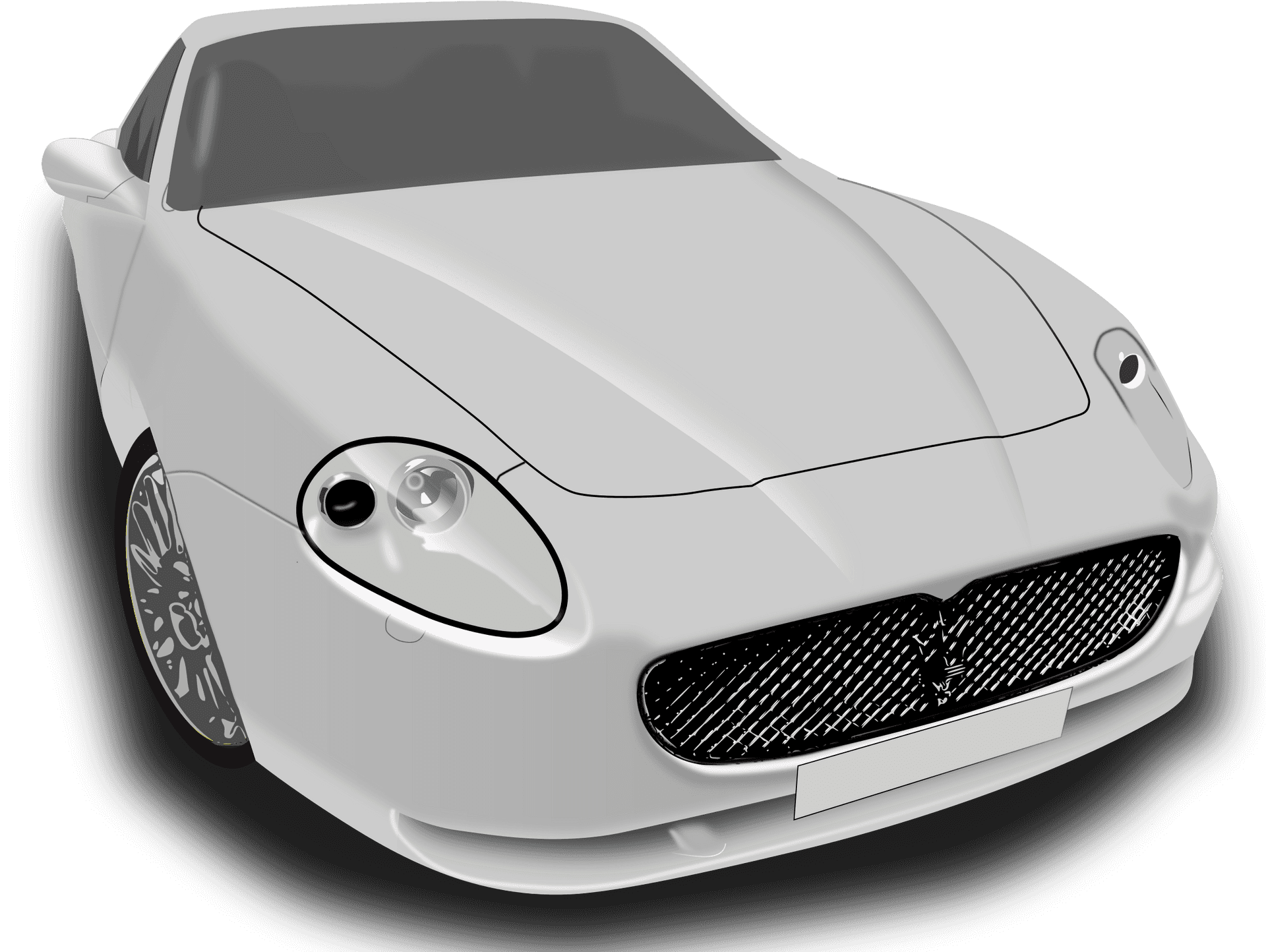 White Sports Car Vector Illustration PNG