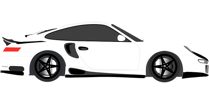 White Sports Car Vector Illustration PNG