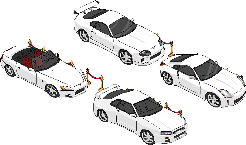 White Sports Cars Isometric View PNG