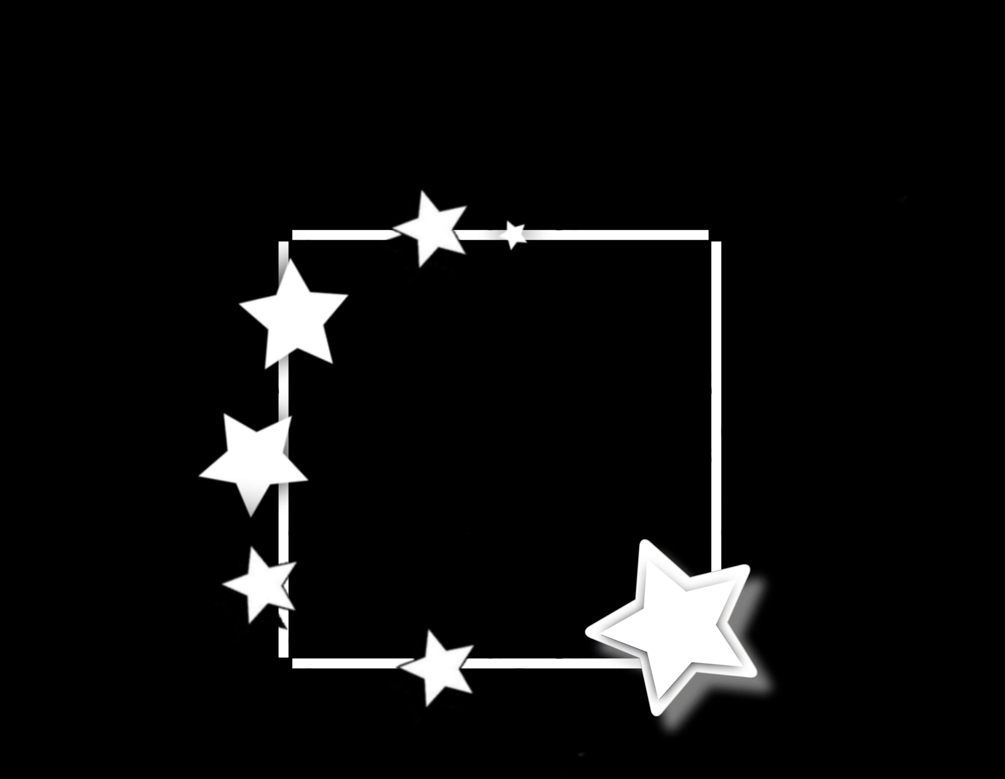 White Star Frameon Black Background PNG
