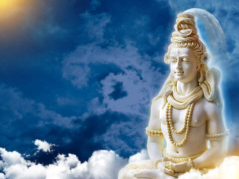 White Statue Of Shiva Bholenath 3D Wallpaper