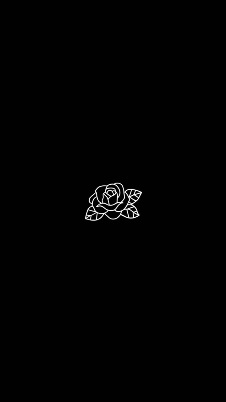 White Stencil Illustration Black Rose Iphone Wallpaper