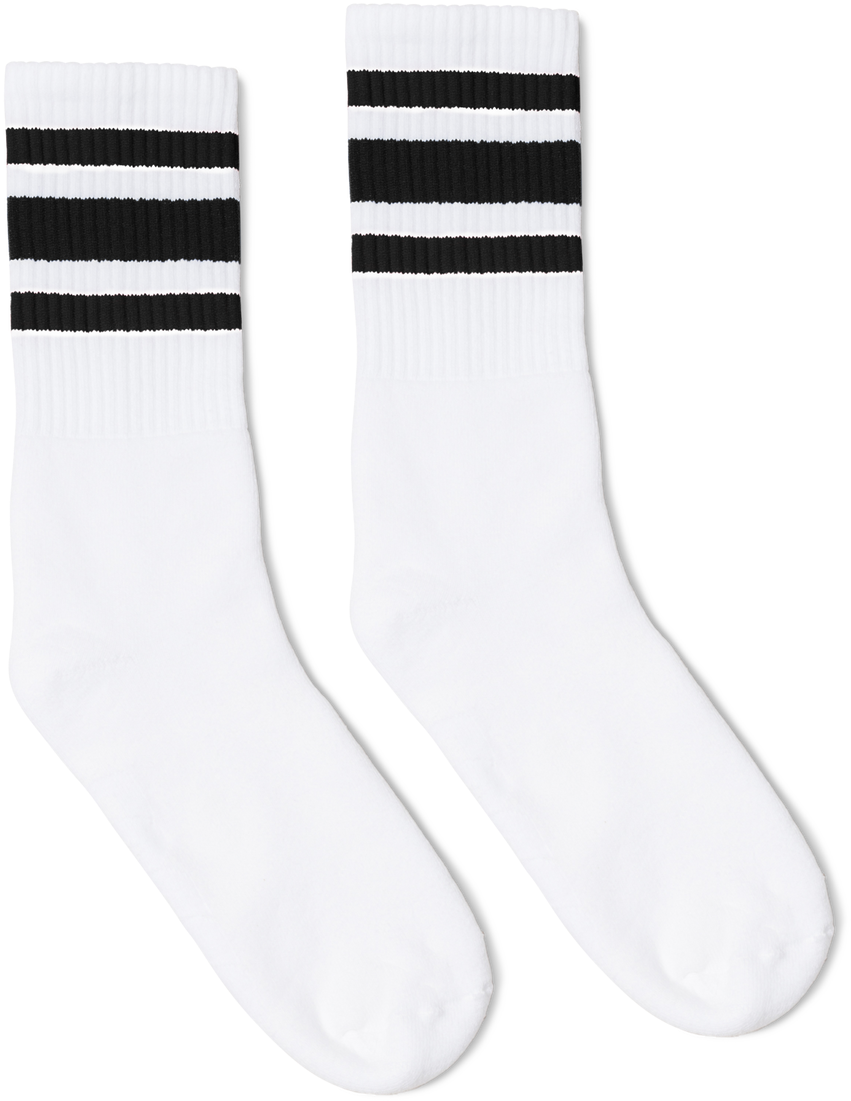 White Striped Crew Socks PNG