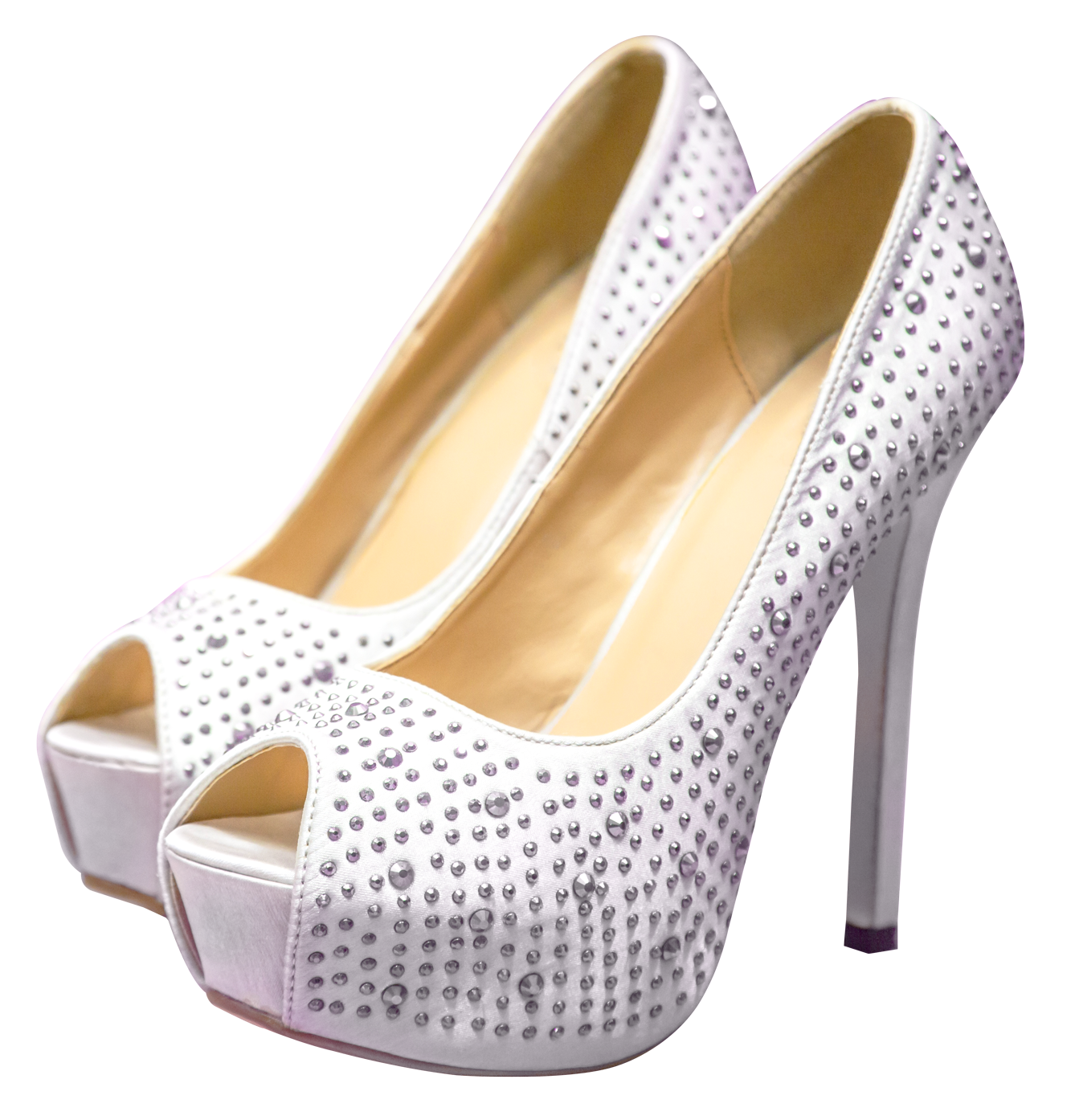 White Studded High Heels PNG