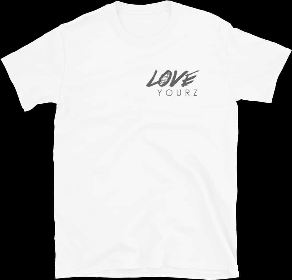 White T Shirt Love Yourz Graphic PNG