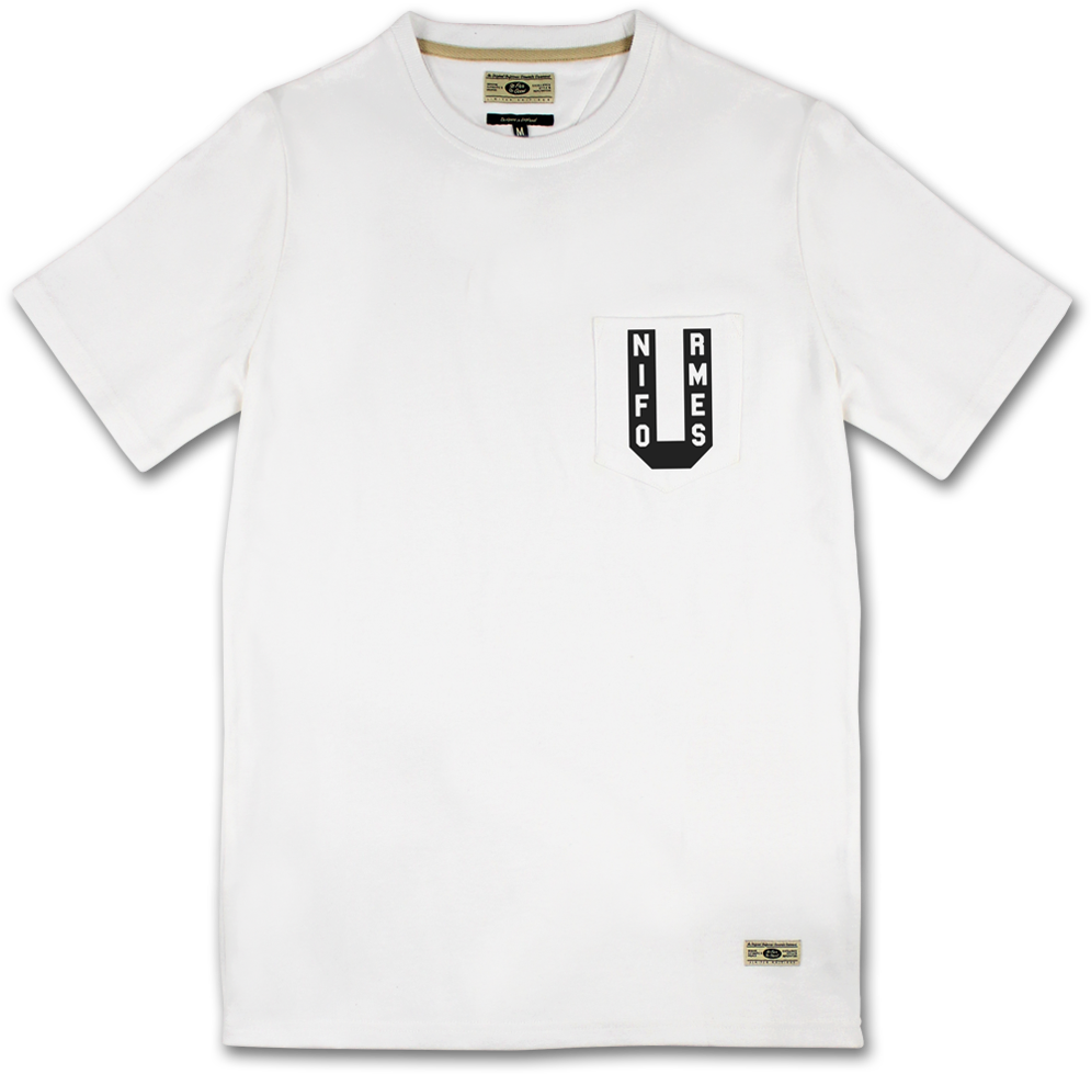 White T Shirtwith Graphic Pocket Print PNG