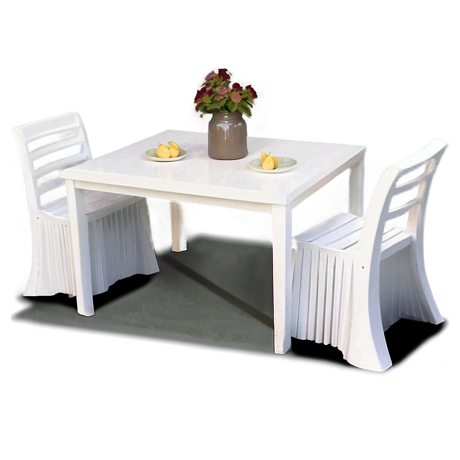 White Table For Four Png 06122024 PNG