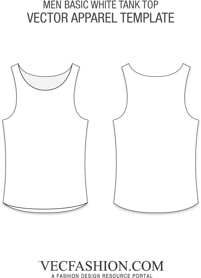 White Tank Top Vector Template PNG