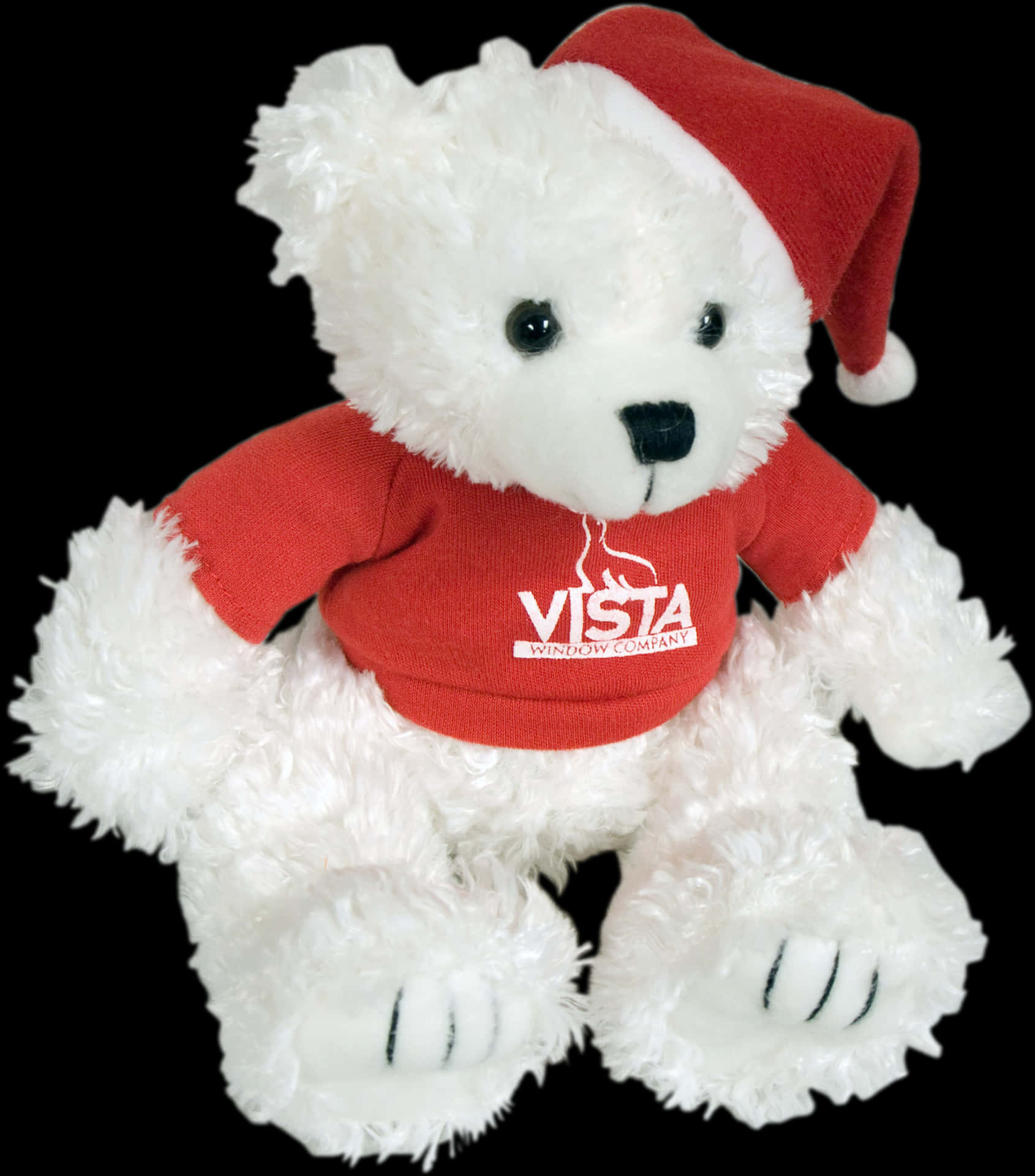 White Teddy Bear Red Shirt Santa Hat PNG
