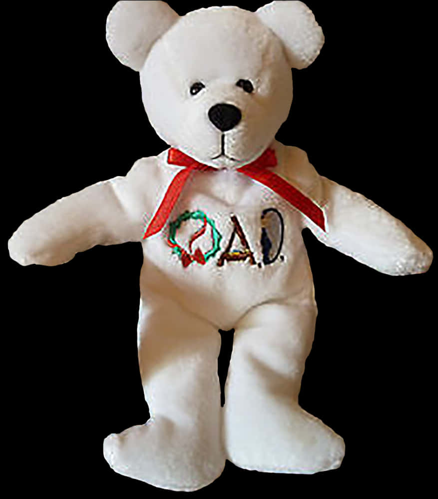 White Teddy Bear With Dad Embroidery PNG
