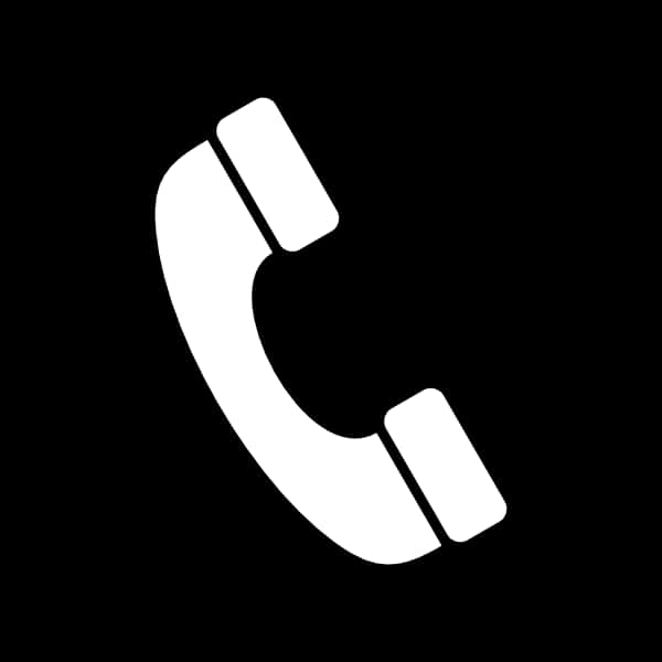 White Telephone Icon Black Background PNG
