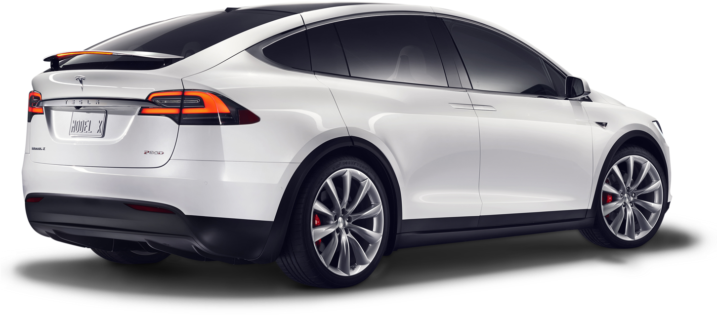 White Tesla Model X Rear Side View PNG