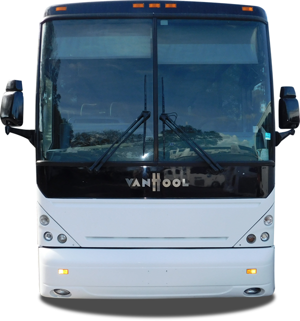 White Tour Bus Front View PNG