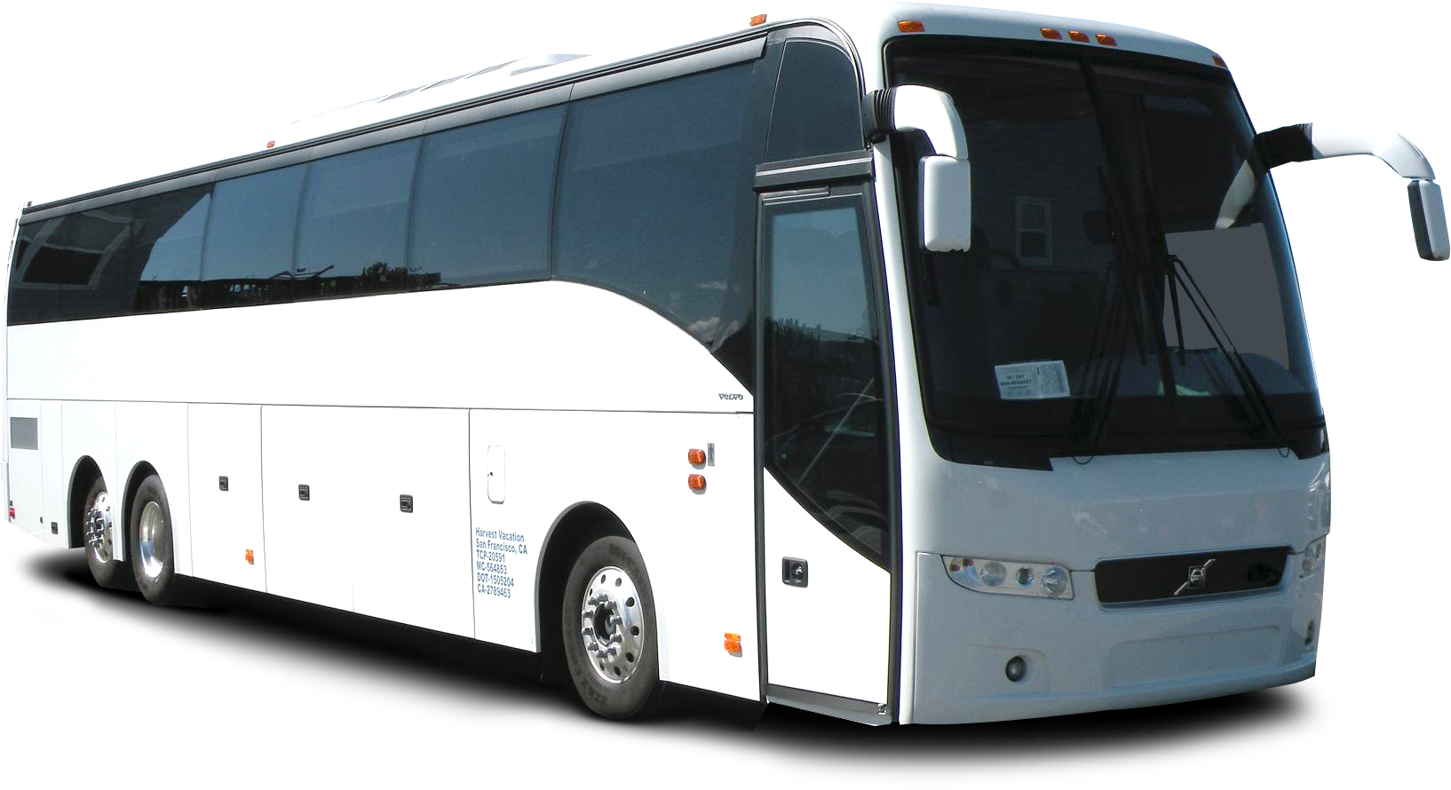 White Tour Bus Side View PNG