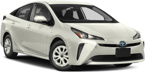 White Toyota Prius Hybrid Car PNG