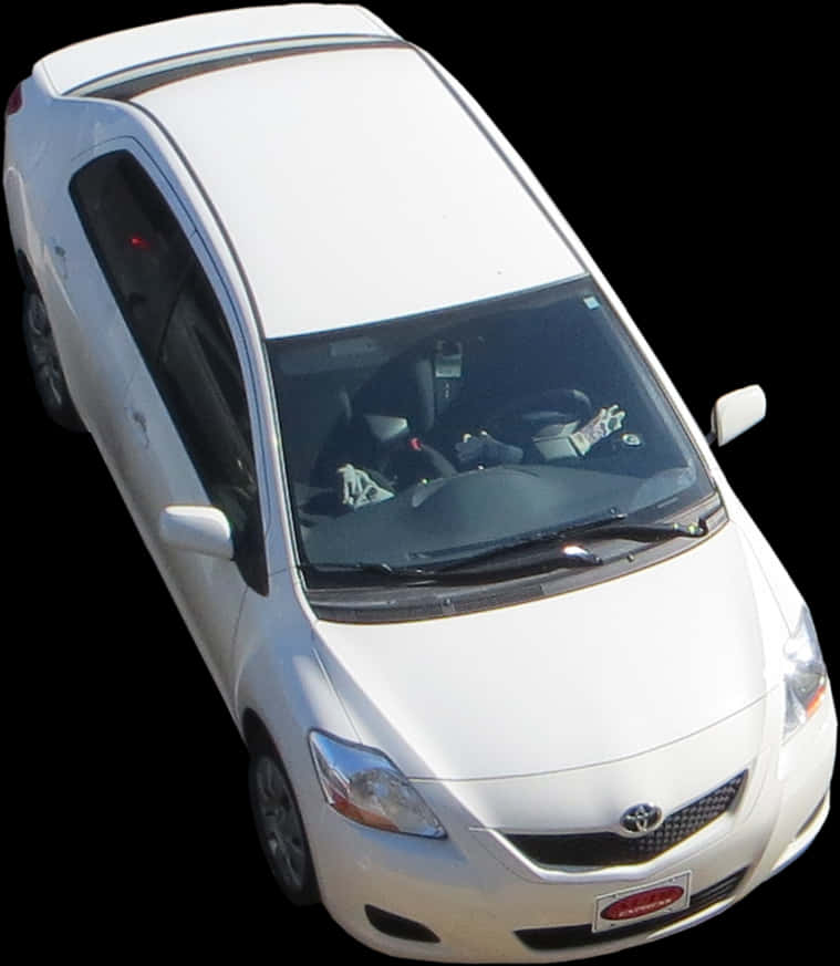 White Toyota Sedan Top Down View PNG