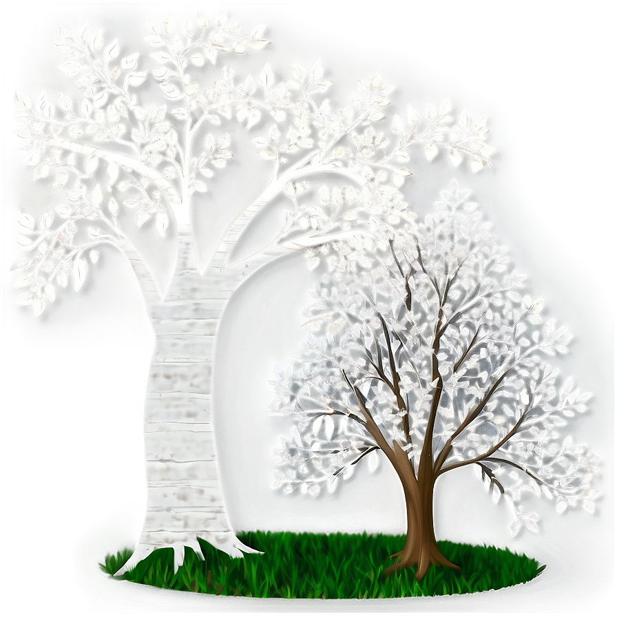 White Tree With Falling Leaves Png Xlb PNG