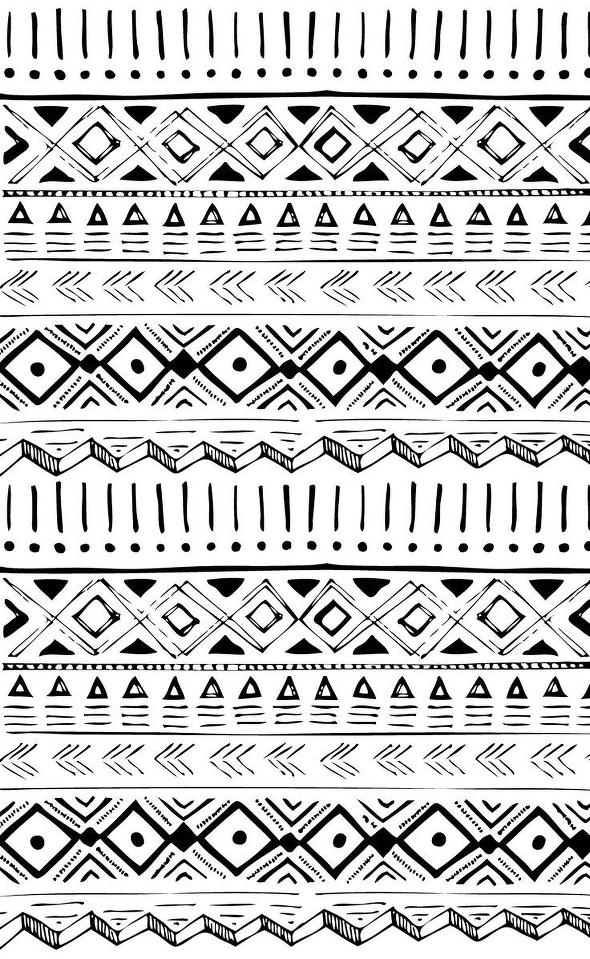 White Tribal Pattern Wallpaper