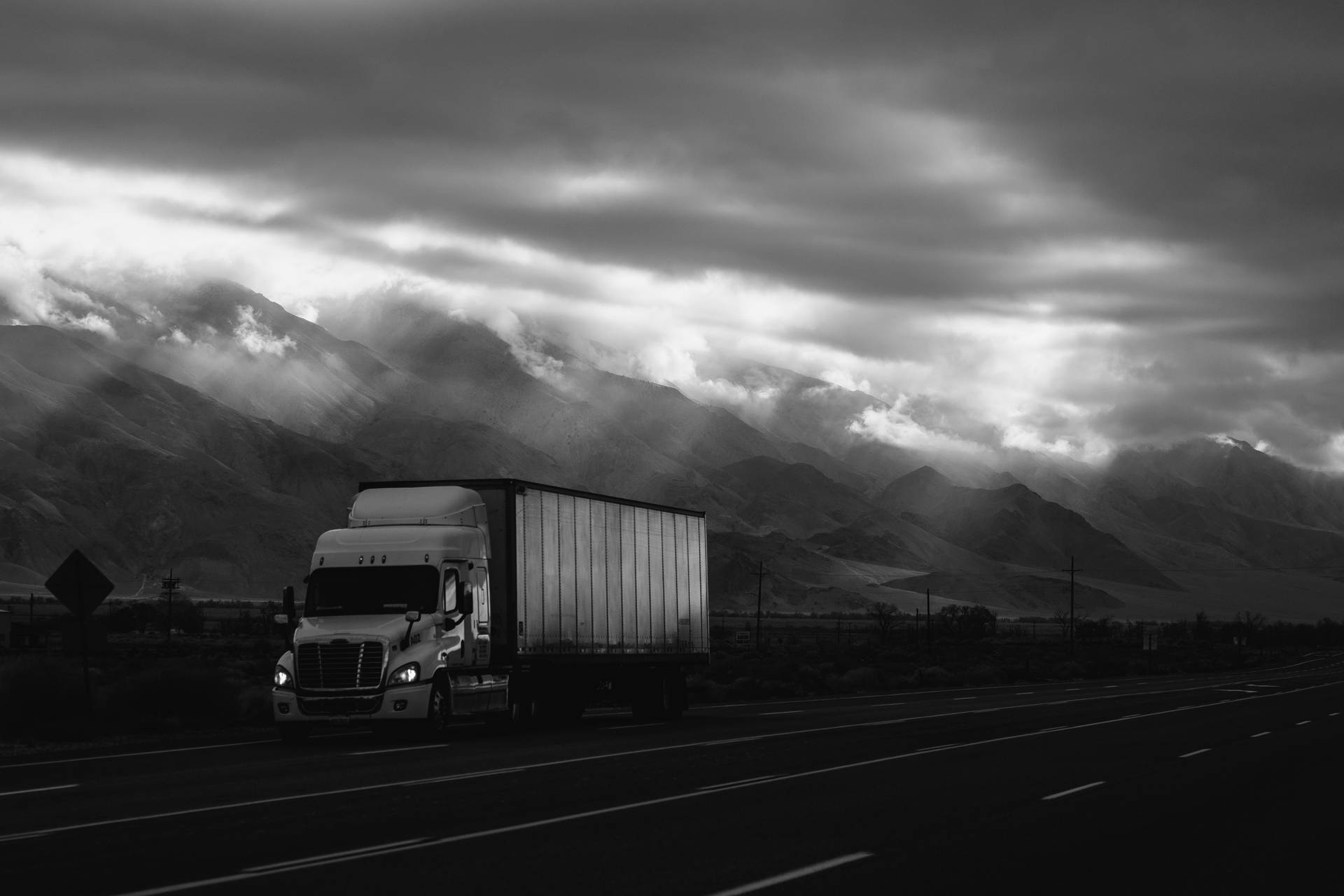White Truck At Overcast Clouds Wallpaper