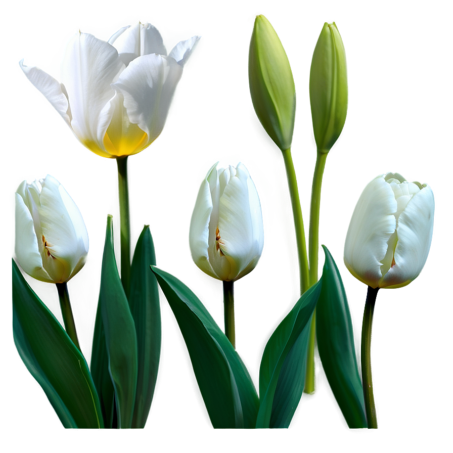 White Tulips Flowers Png Fno PNG