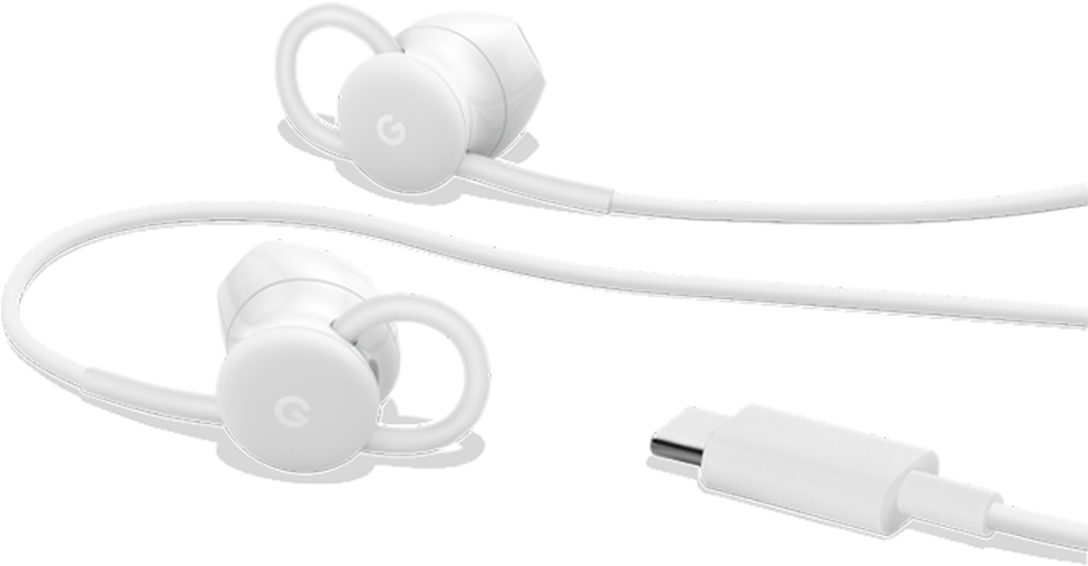 White U S B C Earphones PNG