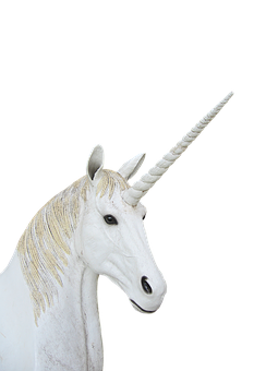 White Unicorn Black Background PNG