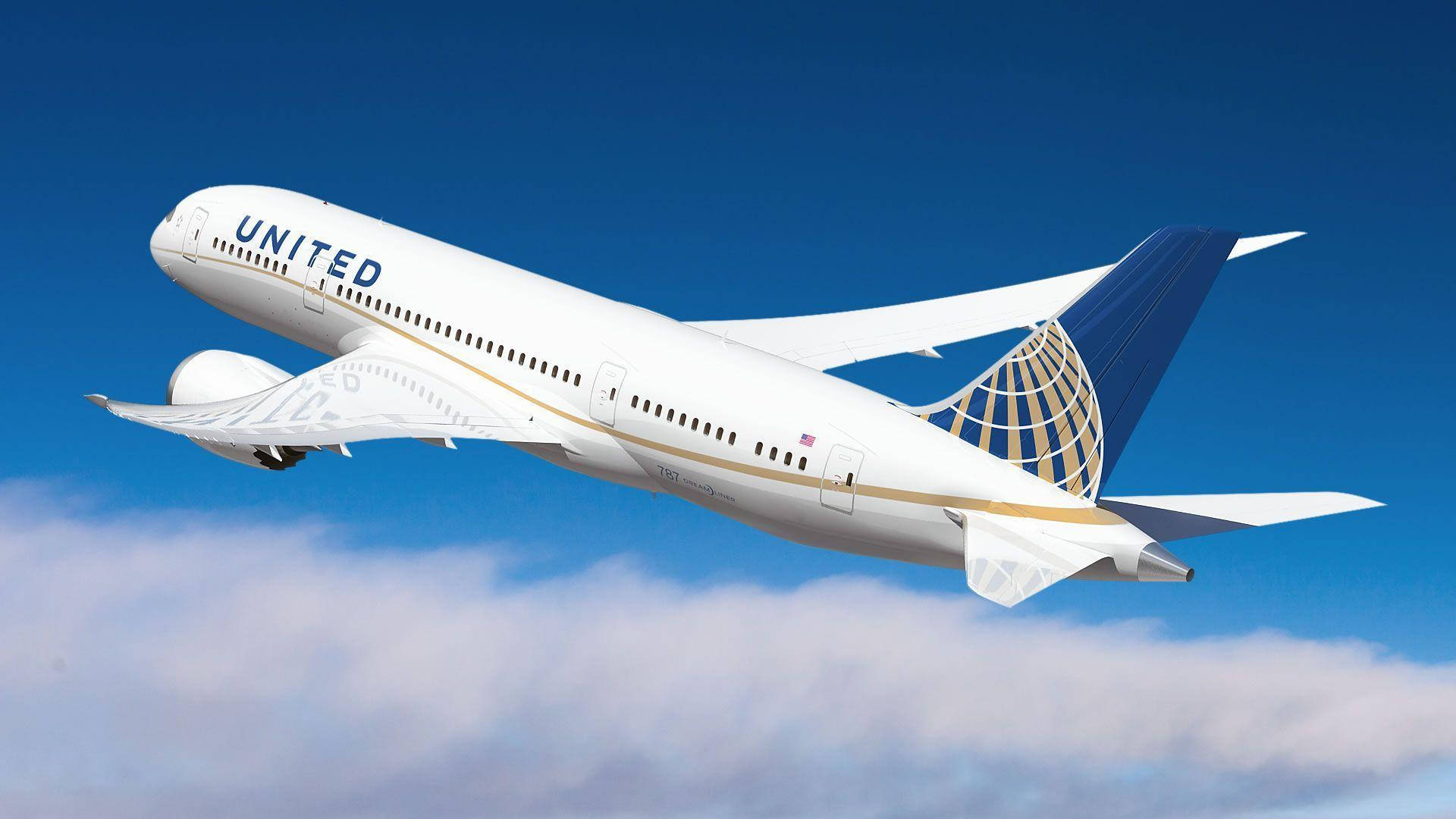 White United Airlines Plane Wallpaper