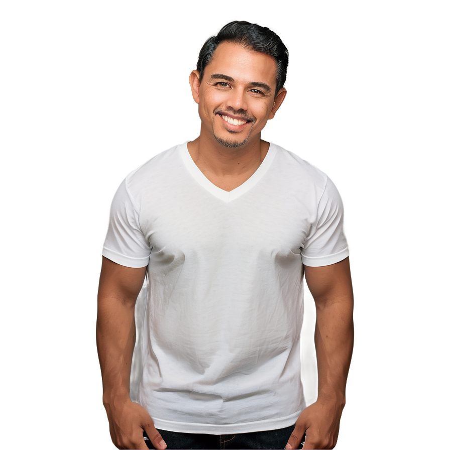 White V-neck T-shirt Mockup Png Jma75 PNG