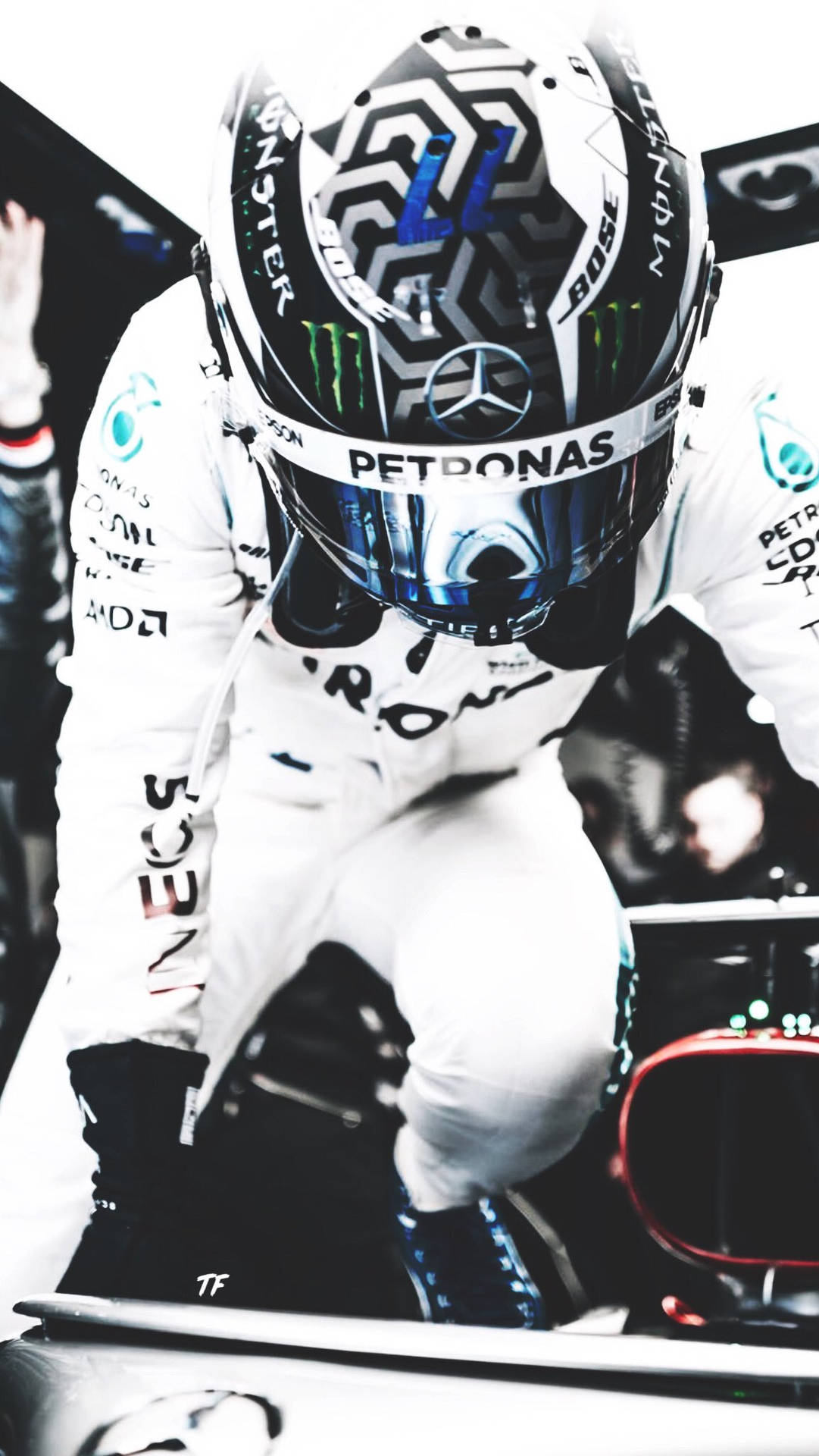 Valtteri Bottas in His White Racing Gear Wallpaper