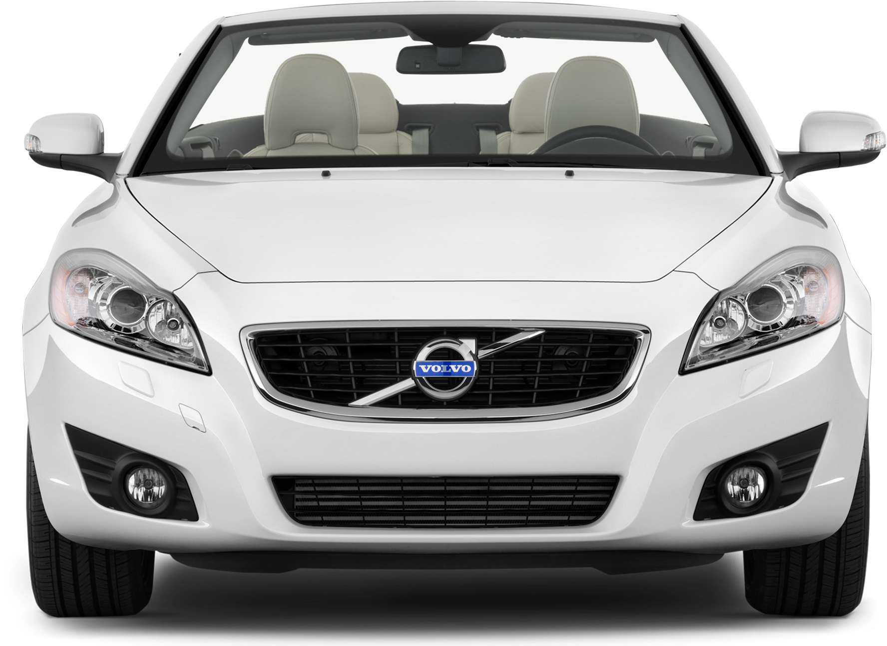 White Volvo Sedan Front View PNG