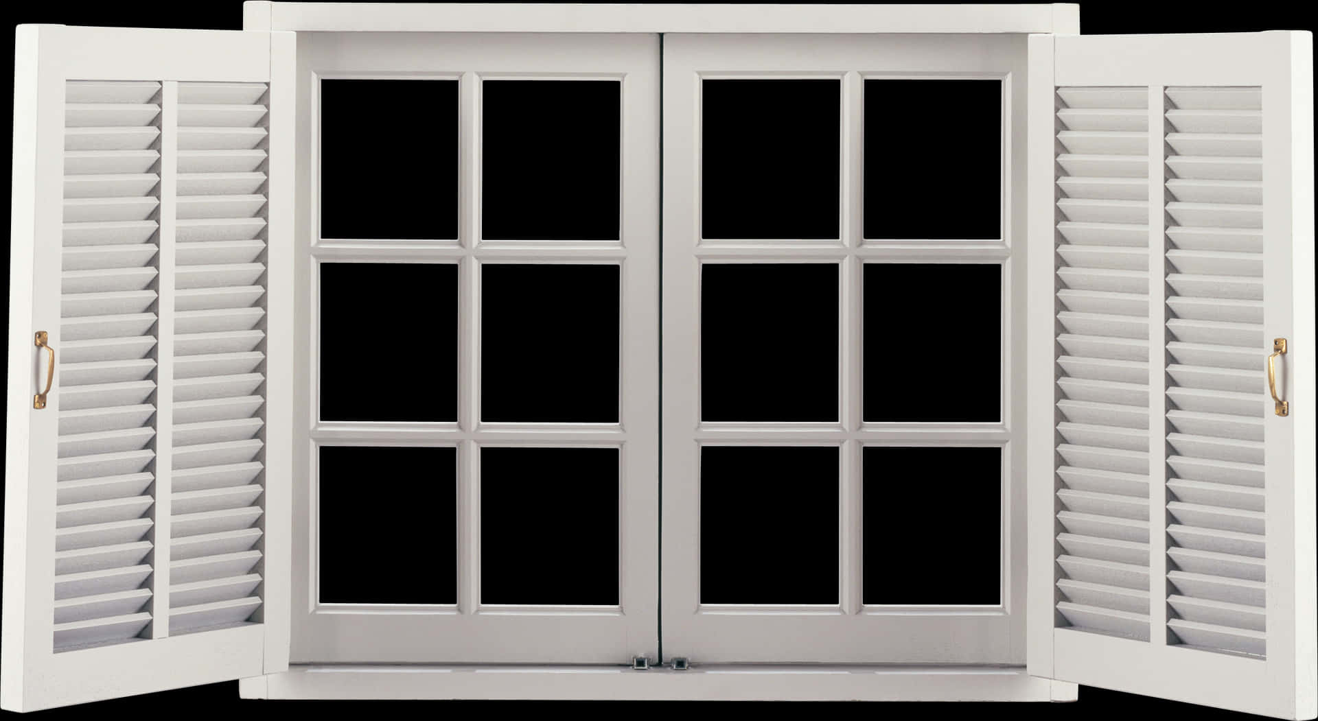 White Window Shutters Open PNG