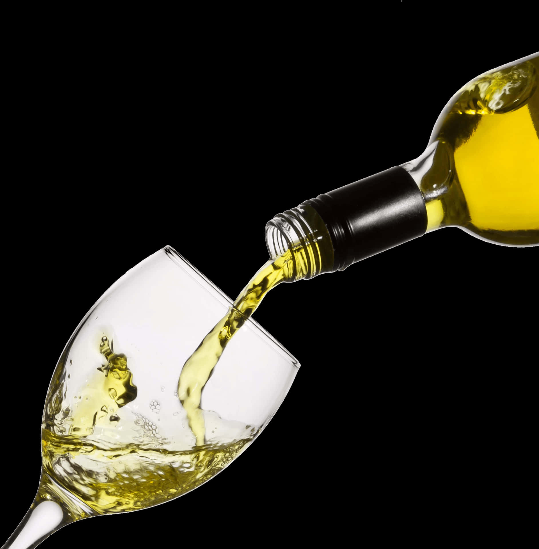 White Wine Pouring Into Glass PNG