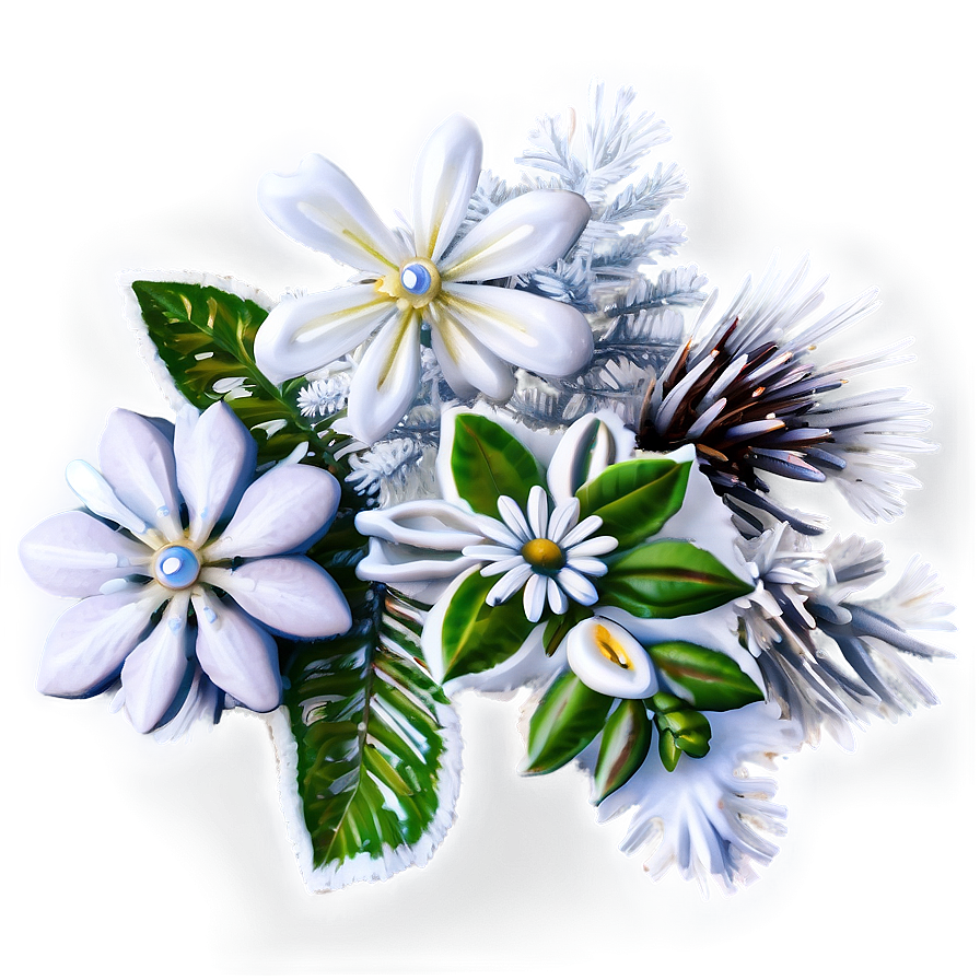 White Winter Flowers Png Njw27 PNG