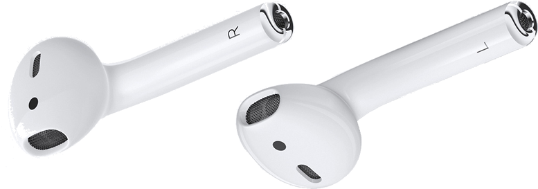 White Wireless Earbuds Floating Airpods PNG