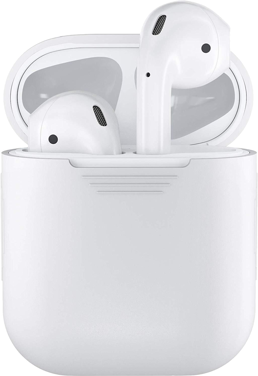 White Wireless Earbudswith Charging Case PNG