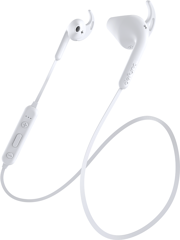 White Wireless Earbudswith Ear Hooks PNG