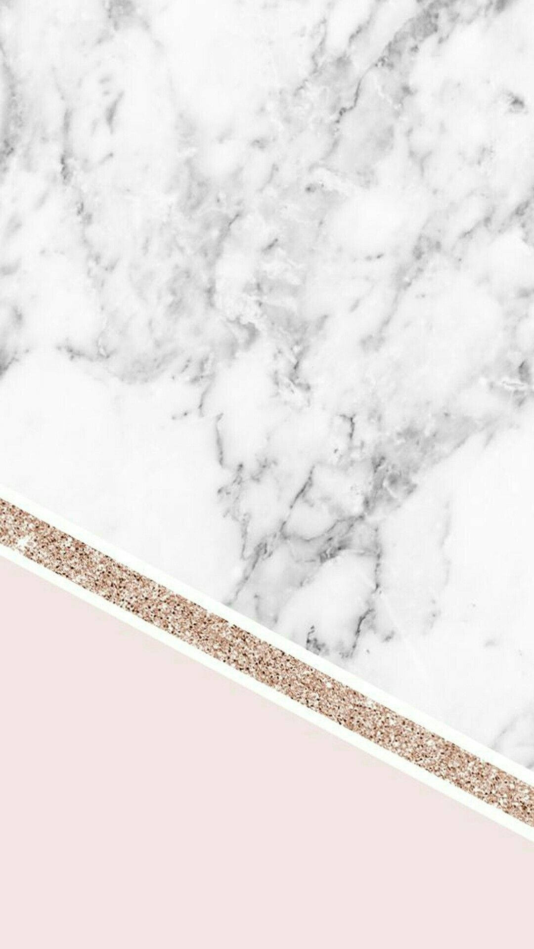 White With Glittery Rose Gold Marble Iphone Wallpaper