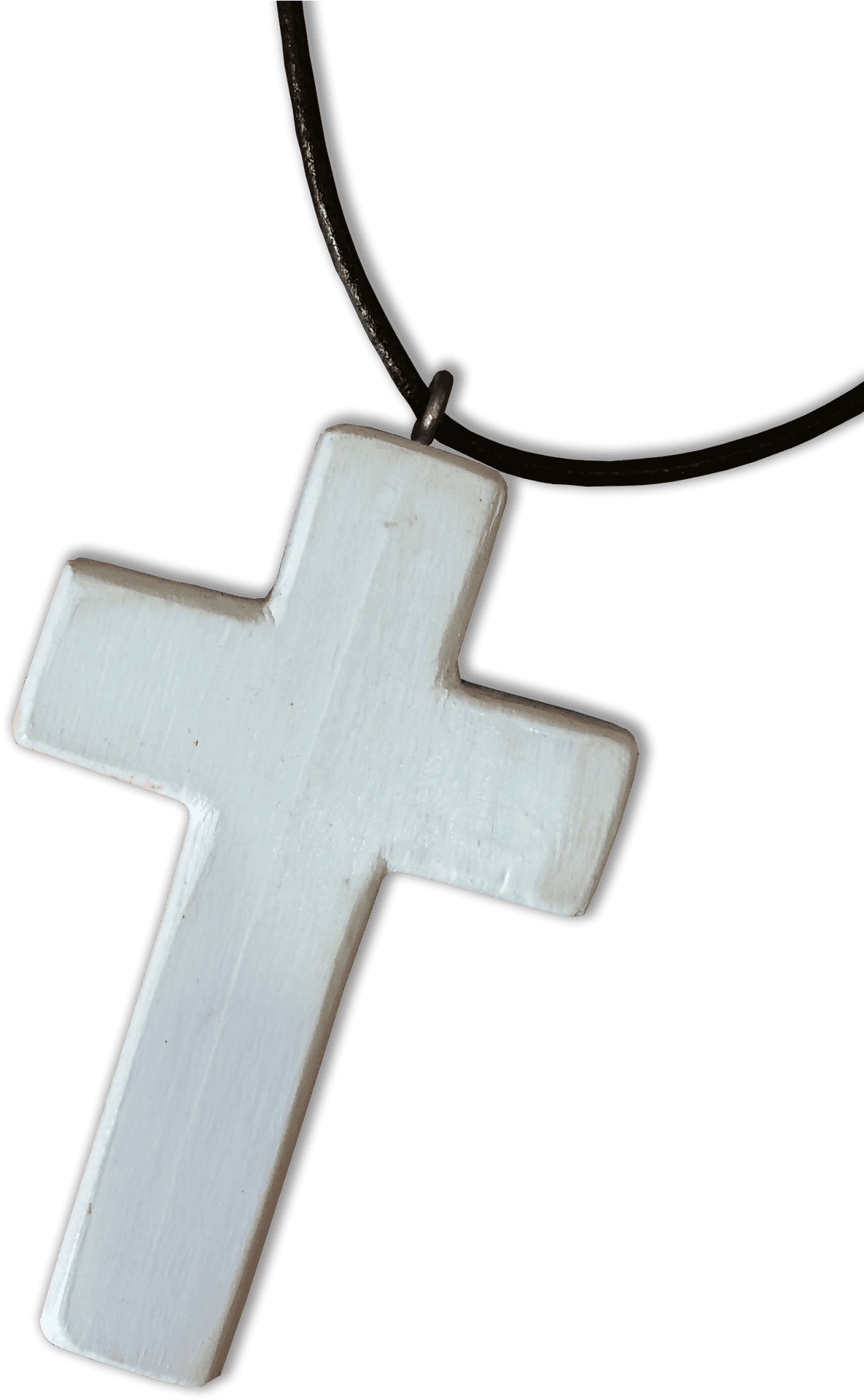 White Wooden Cross Pendant PNG