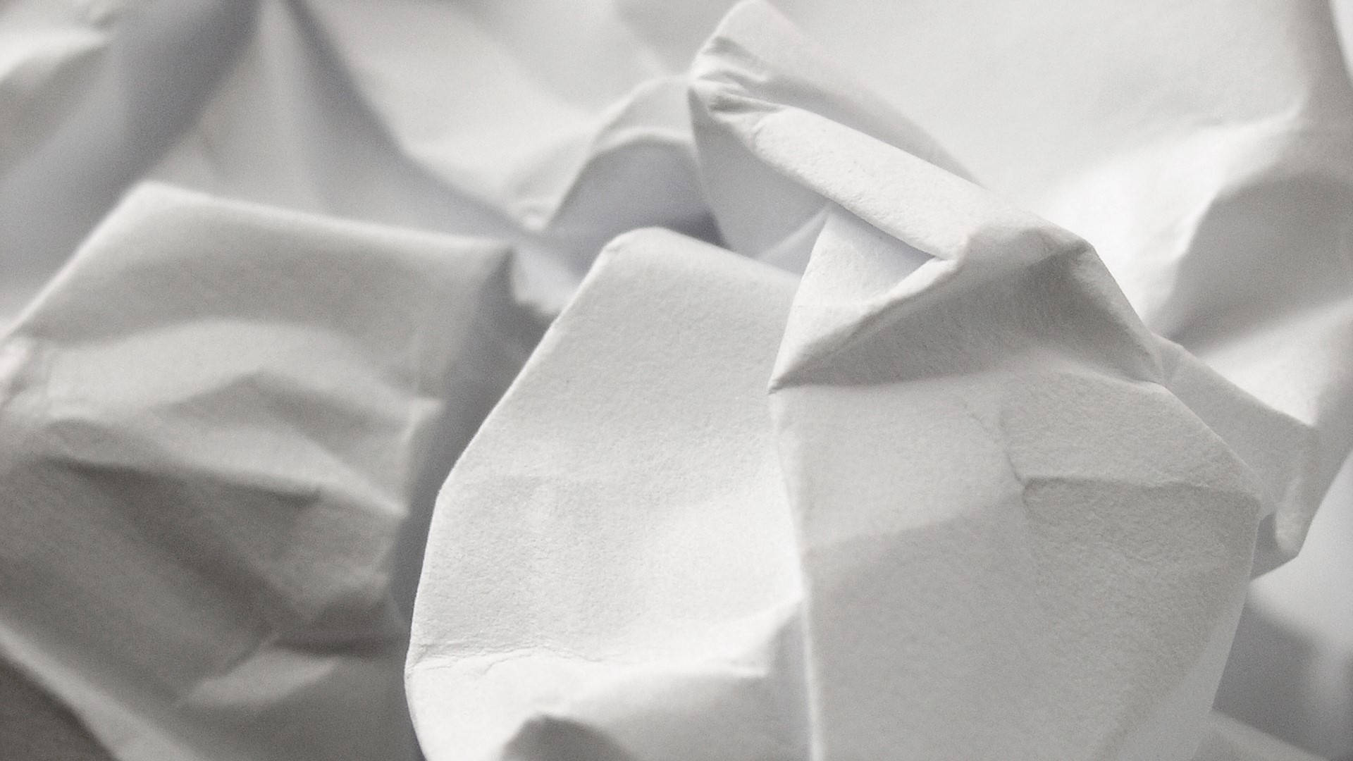 White Wrinkled Crumpled Paper Wallpaper